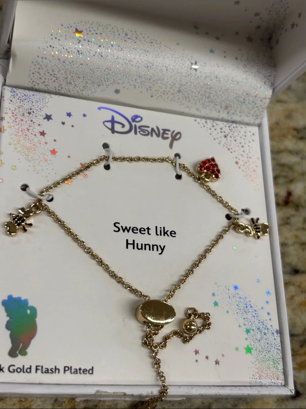 Disney Gold Tone bee and heart Bracelet